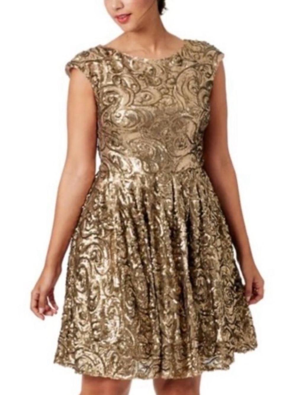 Badgley Mischka Gold Sequin Mini Dress